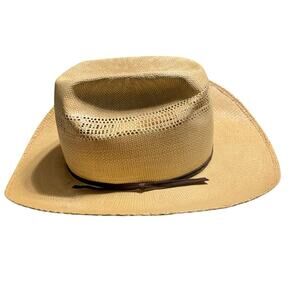 American Hat Co. Bangora Straw Cowboy Hat Size 7 5/8 Lightweight Vented Vintage